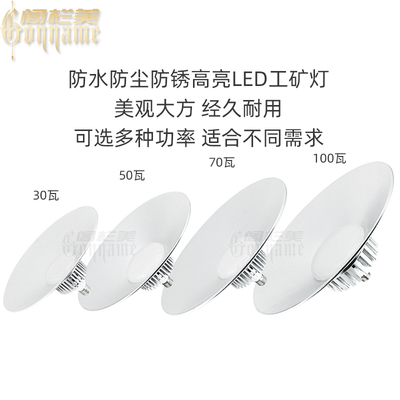高亮led工矿灯50w厂房吊灯螺口100w大功率工业车间工地照明灯具