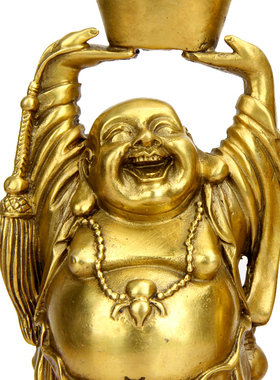 铜弥勒佛大肚佛摆件举手笑佛家居装饰摆件客厅书房工艺品