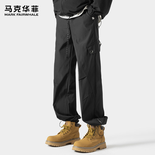 马克华菲冲锋裤男士潮牌户外防水机能秋冬加绒运动宽松束脚工装裤