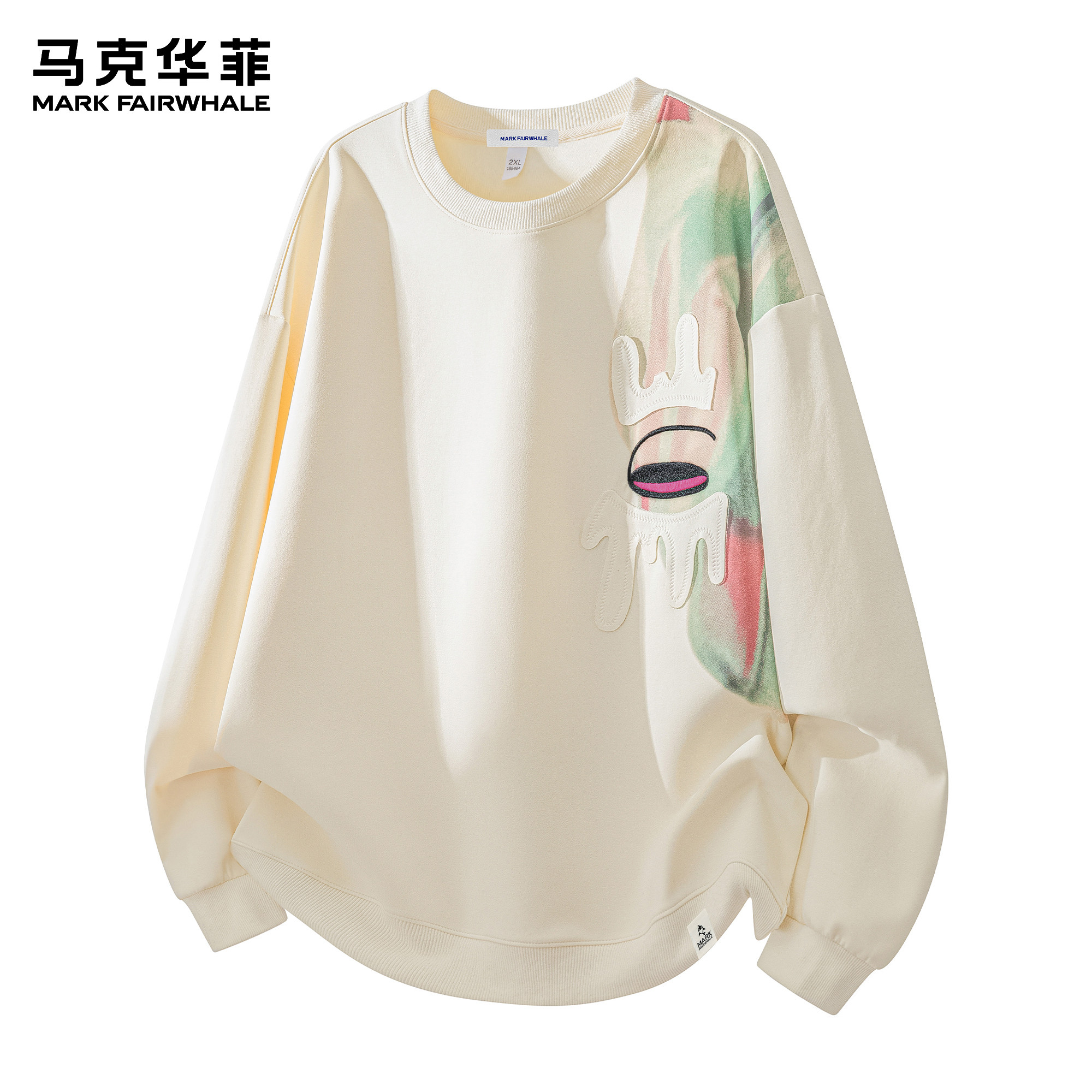 马克华菲卫衣男新款潮牌美式撞色设计感复古青少年圆领宽松套头衫