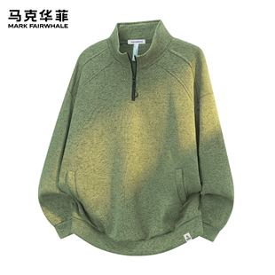马克爱华菲半拉链卫衣男2026新款潮牌日系复古解构口袋立领套头衫