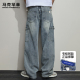 马克华菲美式 裤 复古牛仔裤 男春秋宽松直筒潮牌高街多口袋阔腿工装