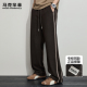 潮牌复古条纹重磅宽松抽绳阔腿裤 马克华菲绵羊毛休闲裤 男秋冬新款