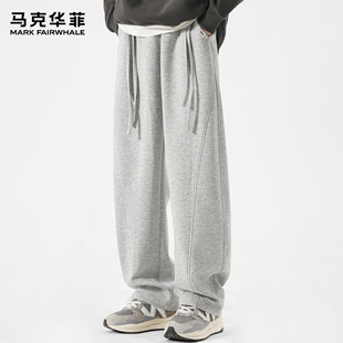 子青少年宽松直筒运动裤 秋冬潮牌重磅加绒休闲裤 男士 马克华菲卫裤