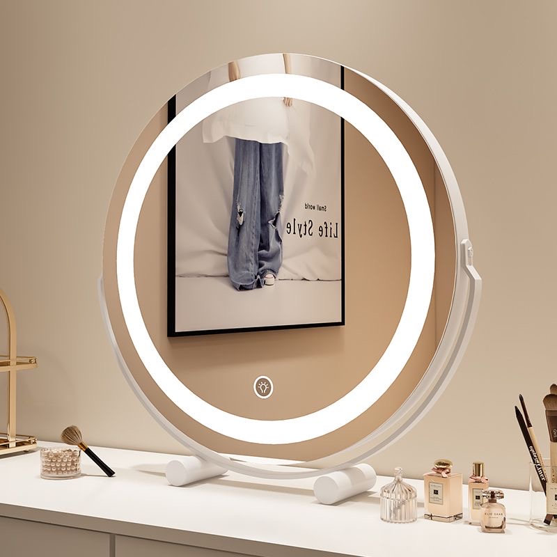 台式化妆镜智能带灯女生卧室化妆台镜子桌面轻奢高级感补光化妆镜