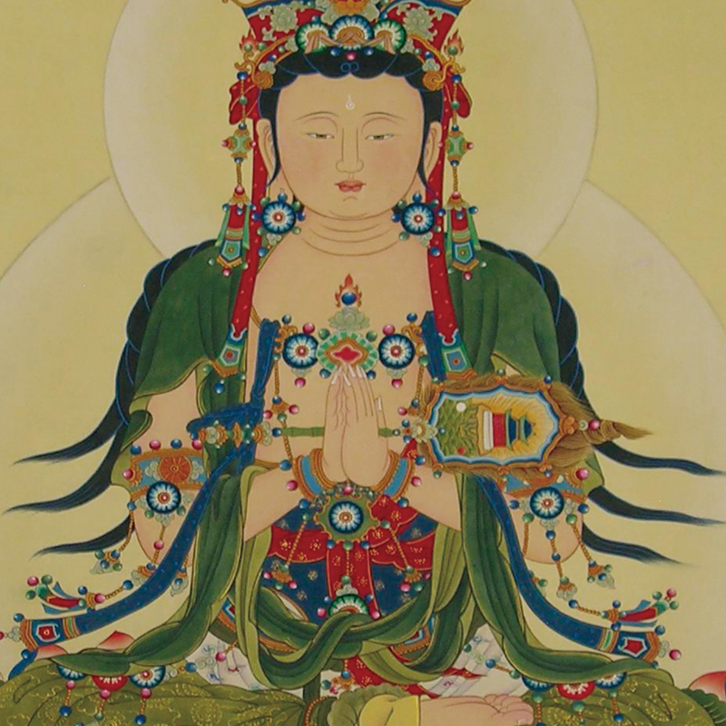 四大菩萨画像挂画地藏王文殊普贤观音菩萨佛像卷轴画丝绸绢布画