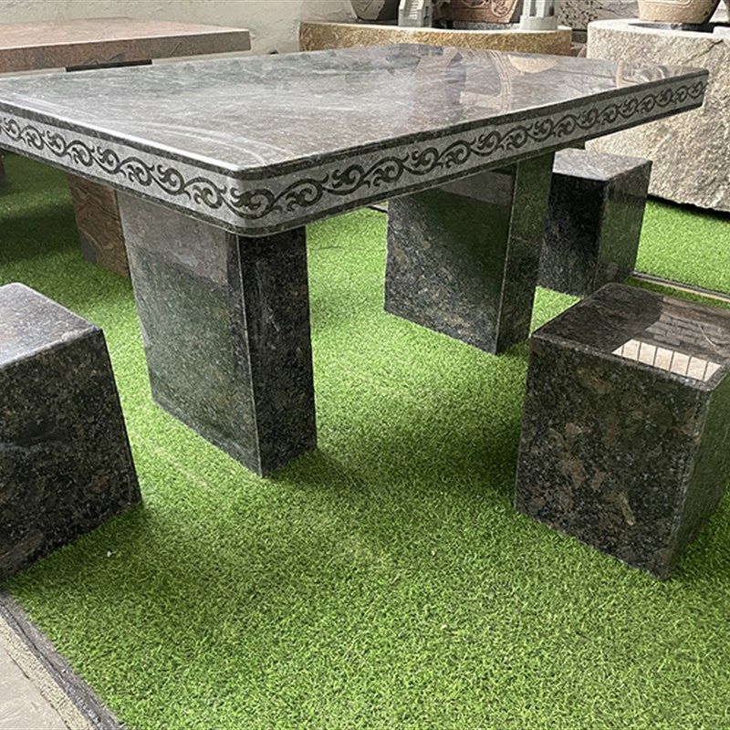 天然大理石桌石凳户外庭院花园阳台石材桌子休闲复古石头桌椅