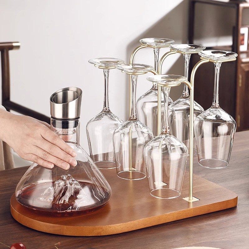 高档水晶玻璃红酒杯分酒器套装家用奢华葡萄高脚杯红酒酒具一体架