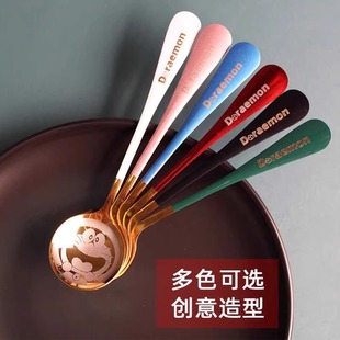 汤勺调羹汤匙儿童不锈钢家用成人可爱创意 高颜值咖啡猫勺子个性