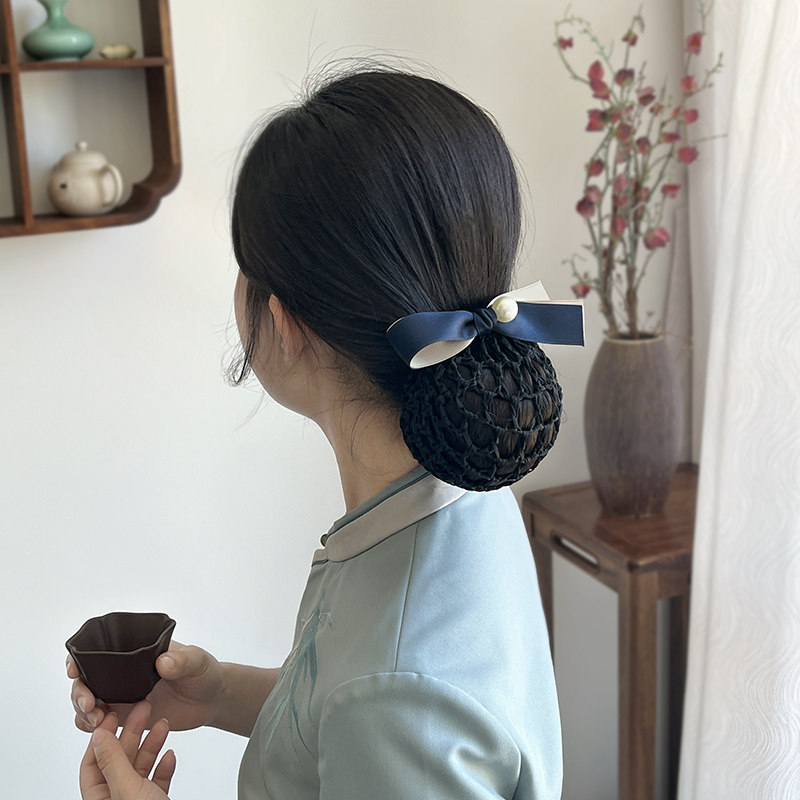头花女职业盘头发网兜护士发网图片