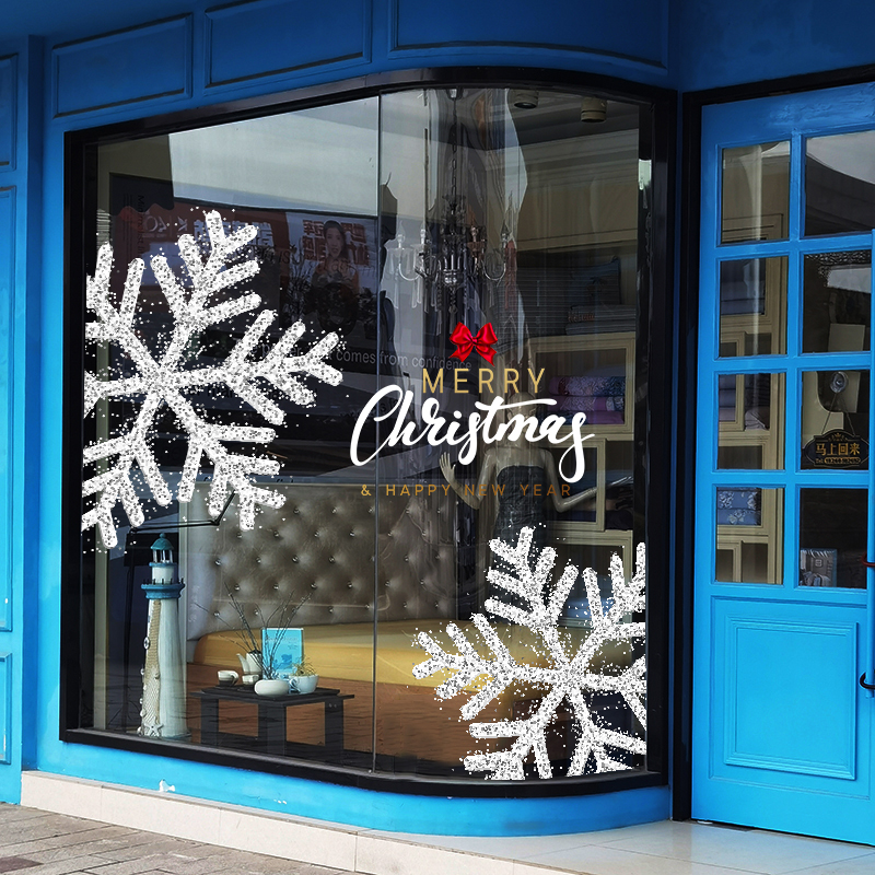 多色立体雪花耶诞节氛围装饰玻璃贴纸服装咖啡馆酒店商场节日布置