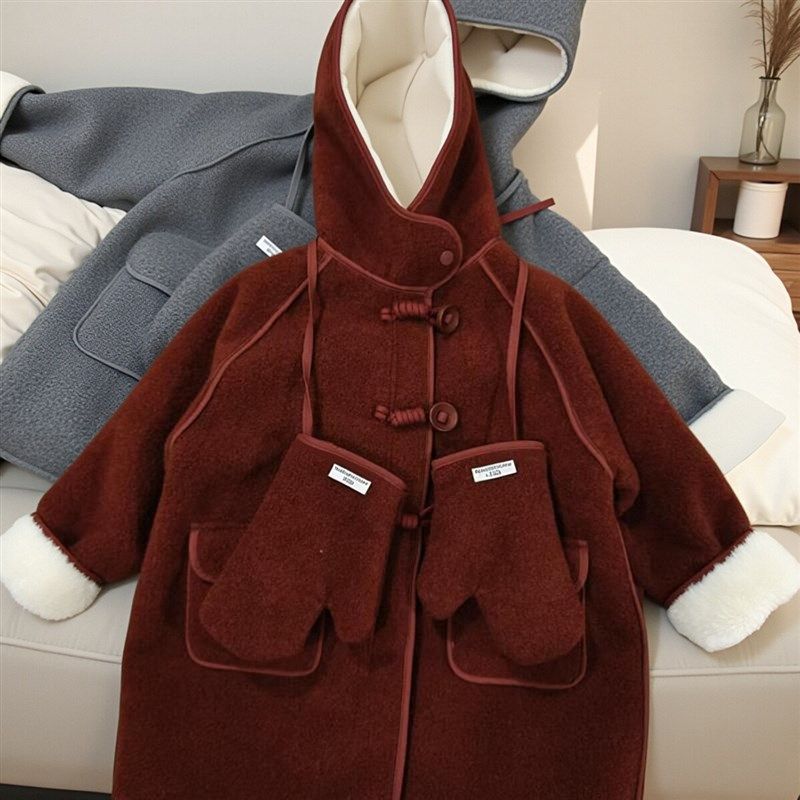 儿童加绒毛呢外套2024冬季新款男女童加厚中长款呢大衣(送手套),童装/婴儿装/亲子装,呢大衣,淘宝优惠券,粉丝福利购,淘宝优惠卷
