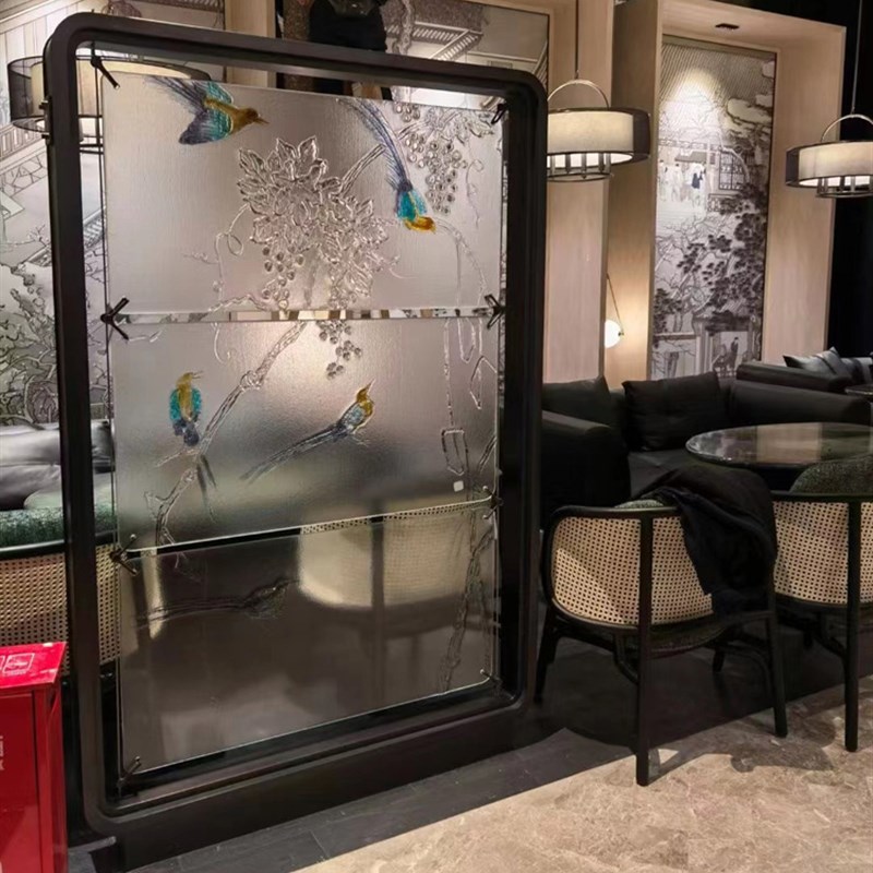热熔玻璃屏风隔断瓦楞玻璃水晶琉璃玻璃遮挡夹丝玻璃艺术雕刻玻璃
