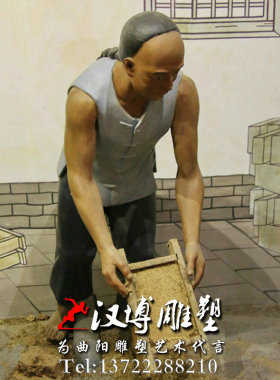 酒文化主题雕塑玻璃钢彩绘雕塑酒馆小二人物雕塑酒馆门口景观雕塑