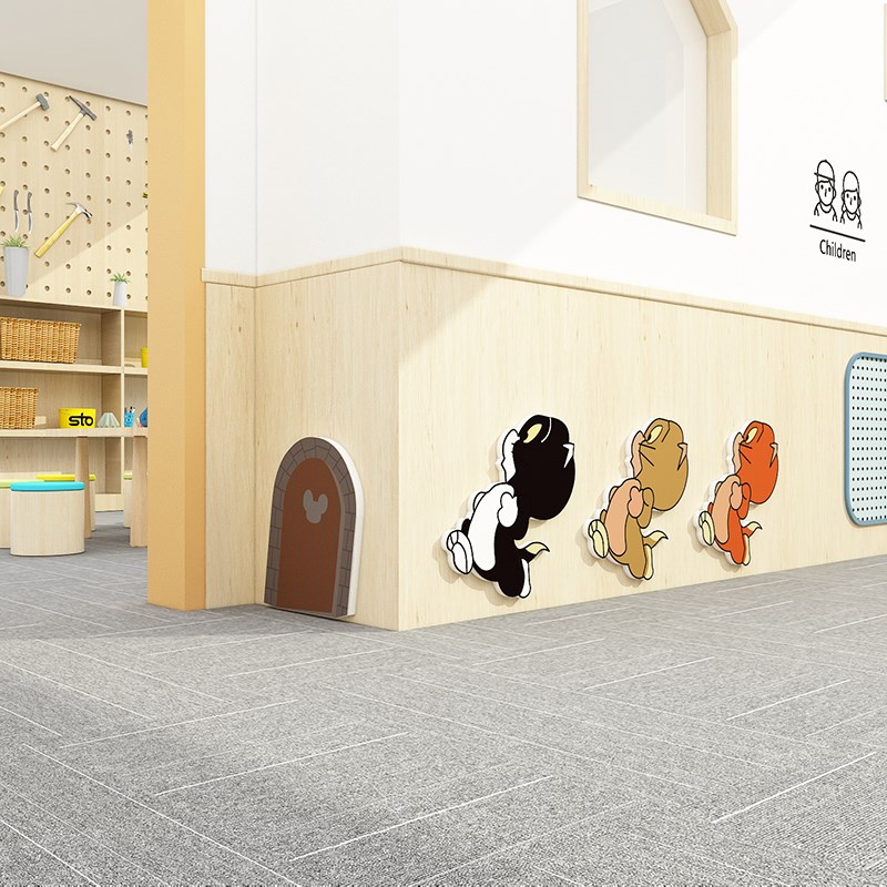 拐角过道儿童房间布置装饰摆件男女孩卧室背景墙面壁贴画卡通立体图片