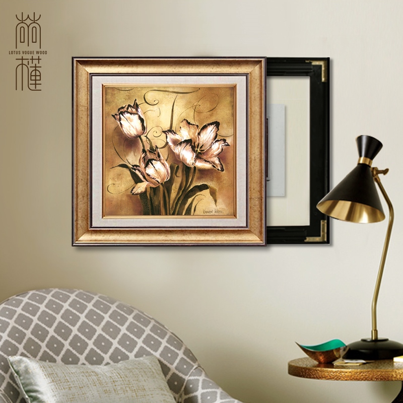 定做遮挡配电箱美式画欧式电闸盒挂画可推拉正方形多媒体电表箱装