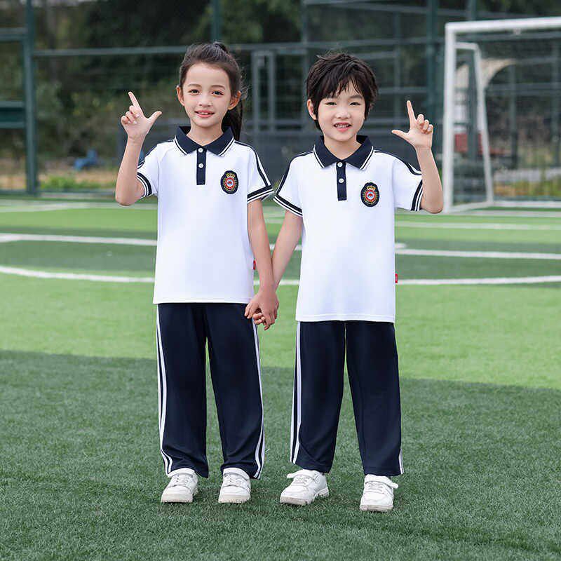 夏季中小学生校服套装短袖t恤初中生班服学院风运动会服装两件套