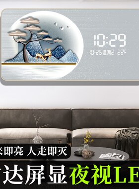 钟表挂钟客厅2024年新款插电日历餐桌挂钟简约现代装饰画挂墙挂表