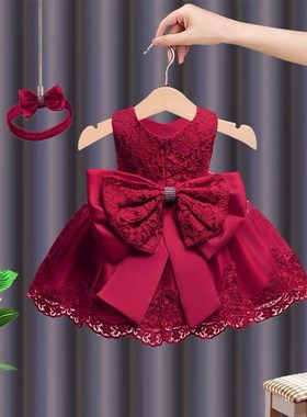 女童礼服裙公主裙女孩周岁生日女宝宝抓周洋装高端岁宴背心裙子