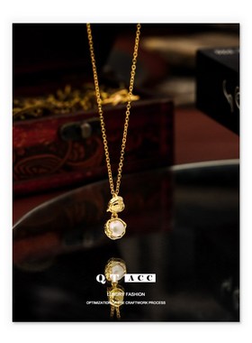 高保色真空电镀真金 国潮复古轻奢气质通勤百搭天然珍珠项链项饰