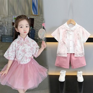 龙凤胎兄妹装夏天一大一小姐弟装2025新中式1一7岁半儿童国风套装