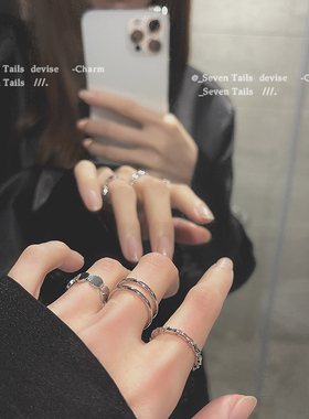 三件套冷淡风时尚戒指女新款开口F小众设计个性日系网红指环