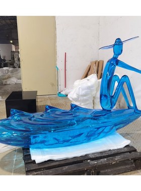 定制售楼处酒店大堂别墅软装透明树脂抽象艺术船雕塑大型落地摆件