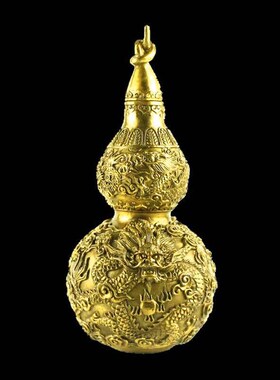 纯黄铜龙纹葫芦高20cm 家居金属办公室装饰品工艺礼品