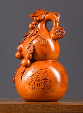 花梨实木质雕刻胖葫芦摆件家居客厅办公桌面玄关装饰送礼工艺品