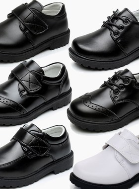 儿童皮鞋学校鞋真牛皮二层皮黑色男童男生男孩中小学生表演礼仪鞋