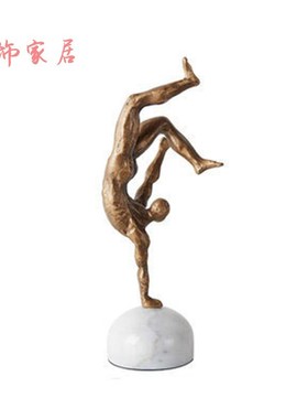 创意抽象黑色人物雕塑铸铁摆件树叶男女款摆设别墅客厅家居装饰品