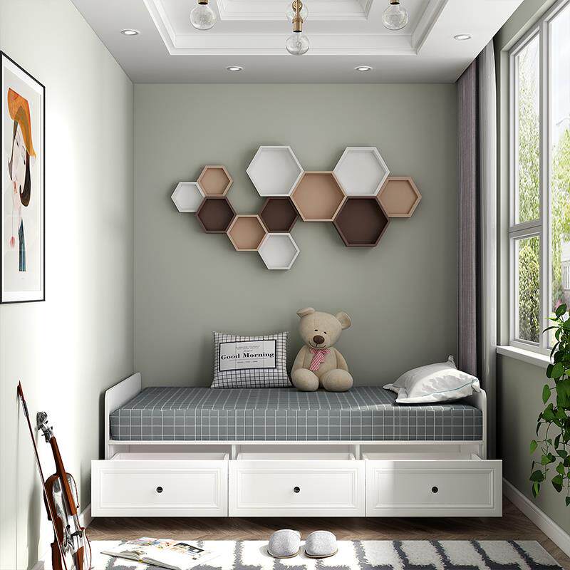 强象现代简欧卧室衣柜床一体组合小户型榻榻米书柜储物床CH-236