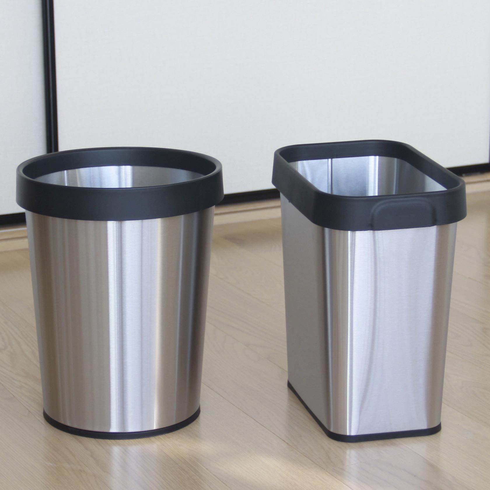 12升加厚不锈钢无盖环垃圾桶矩形创意时尚家庭厨房酒店纸篓