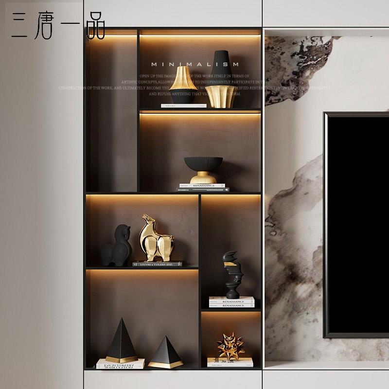 高级感黑金组合套装客厅电视柜酒柜餐边柜摆件轻奢样板高档装饰品