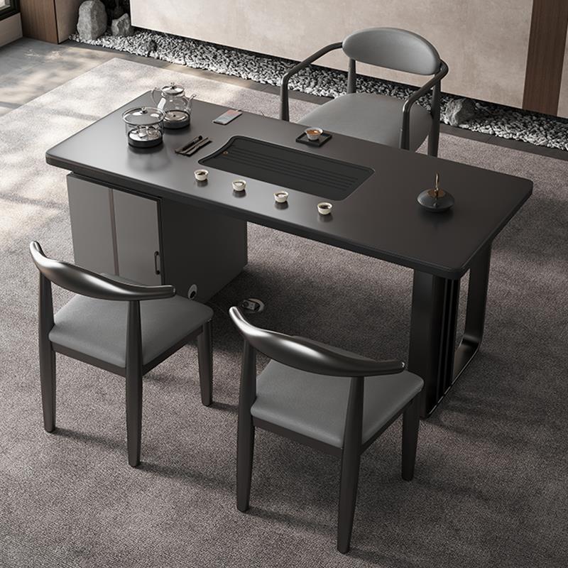 现代简约阳台岩板茶台家用客厅高端泡茶桌椅办公室烧水壶一体茶桌