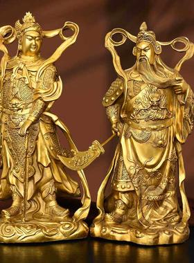 黄铜韦陀铜像韦陀菩萨家居摆饰家宅护宅韦陀伽蓝护发佛像关公韦陀