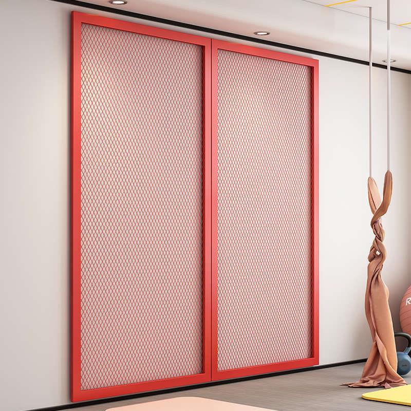 工业风菱形网格网片镂空吊顶装饰隔断墙铁丝网隔断屏风霓虹灯装饰