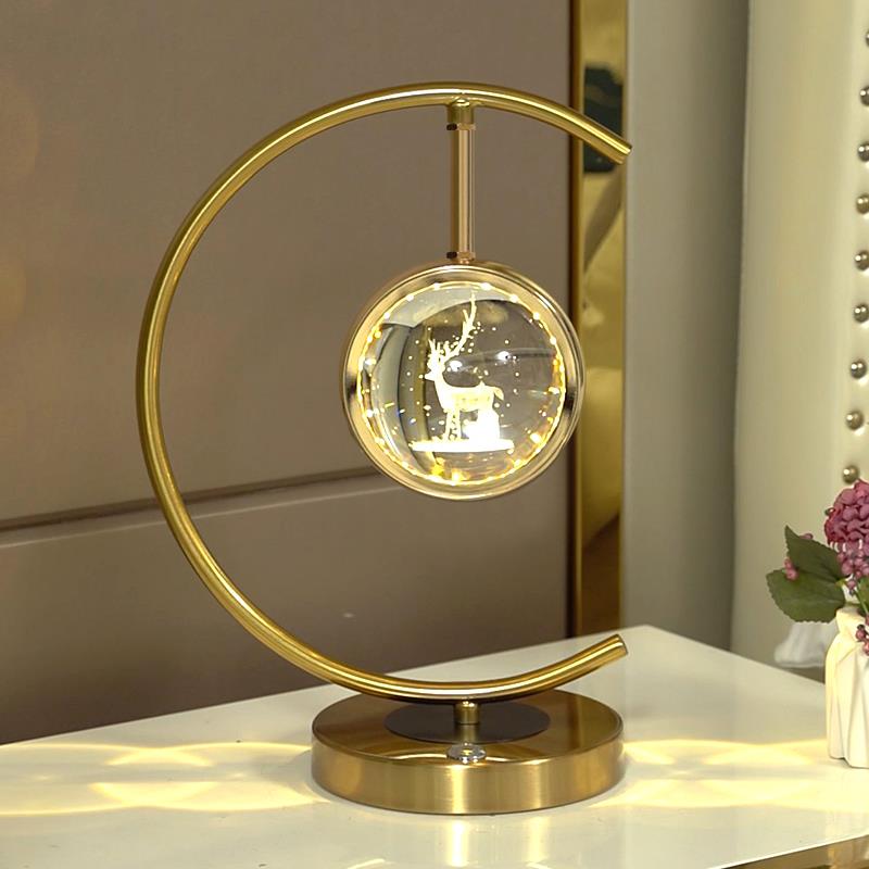 轻奢卧室台灯床头灯简约现代2022新款创新触摸调光充电水晶装饰灯