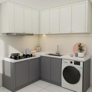 香港公屋厨房整体整体橱柜家用?具车地柜吊柜石英石台全屋装修家