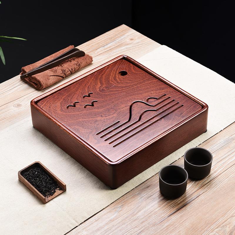 高档花梨木茶盘电木储水底盘实木小型茶台家用功夫茶具托盘茶海简