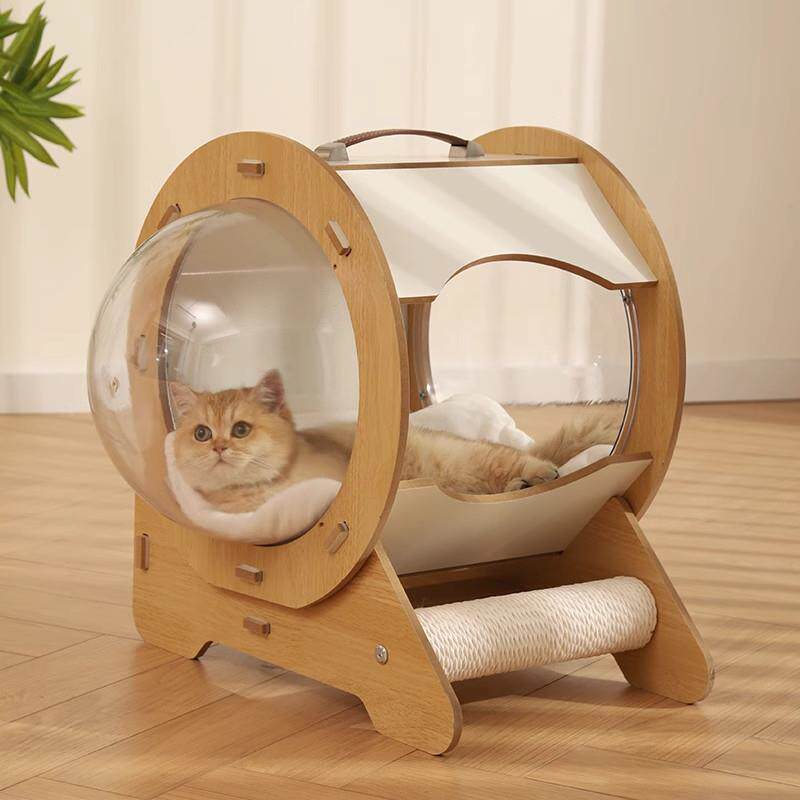 【太空舱猫窝】胶囊圆形封闭式实木圆筒剑麻小猫咪睡觉窝四季通用