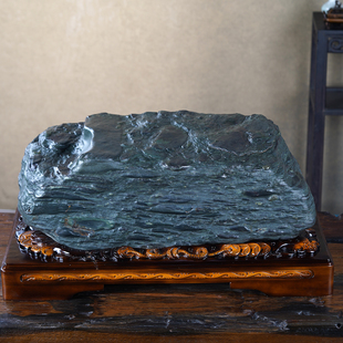 顶爷天然原石奇石【松岩书卷】泸沽湖绿松石收藏镇宅修心靠山摆件