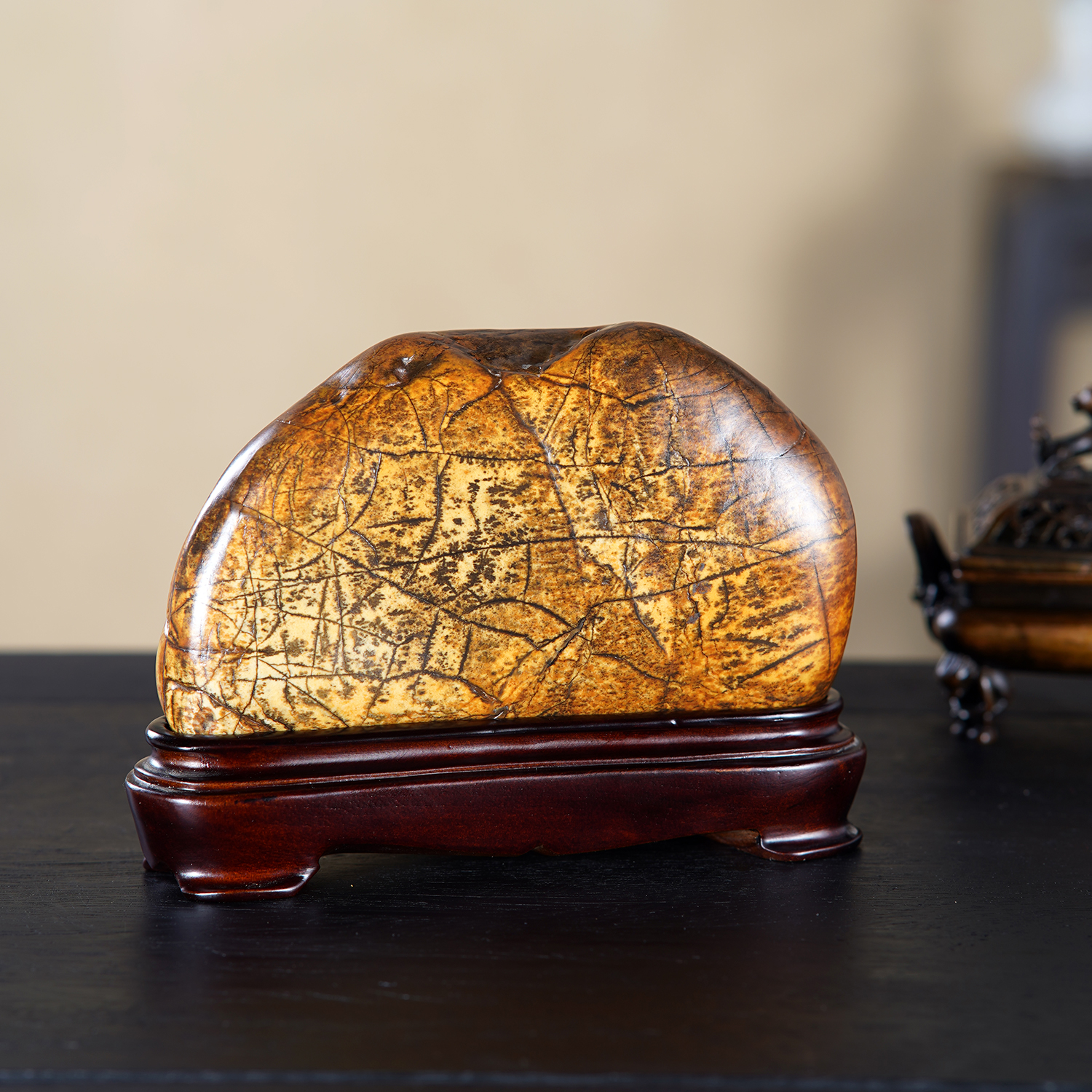 顶爷天然原石奇石【裂金生辉】广西彩陶石收藏观赏镇宅靠山摆件