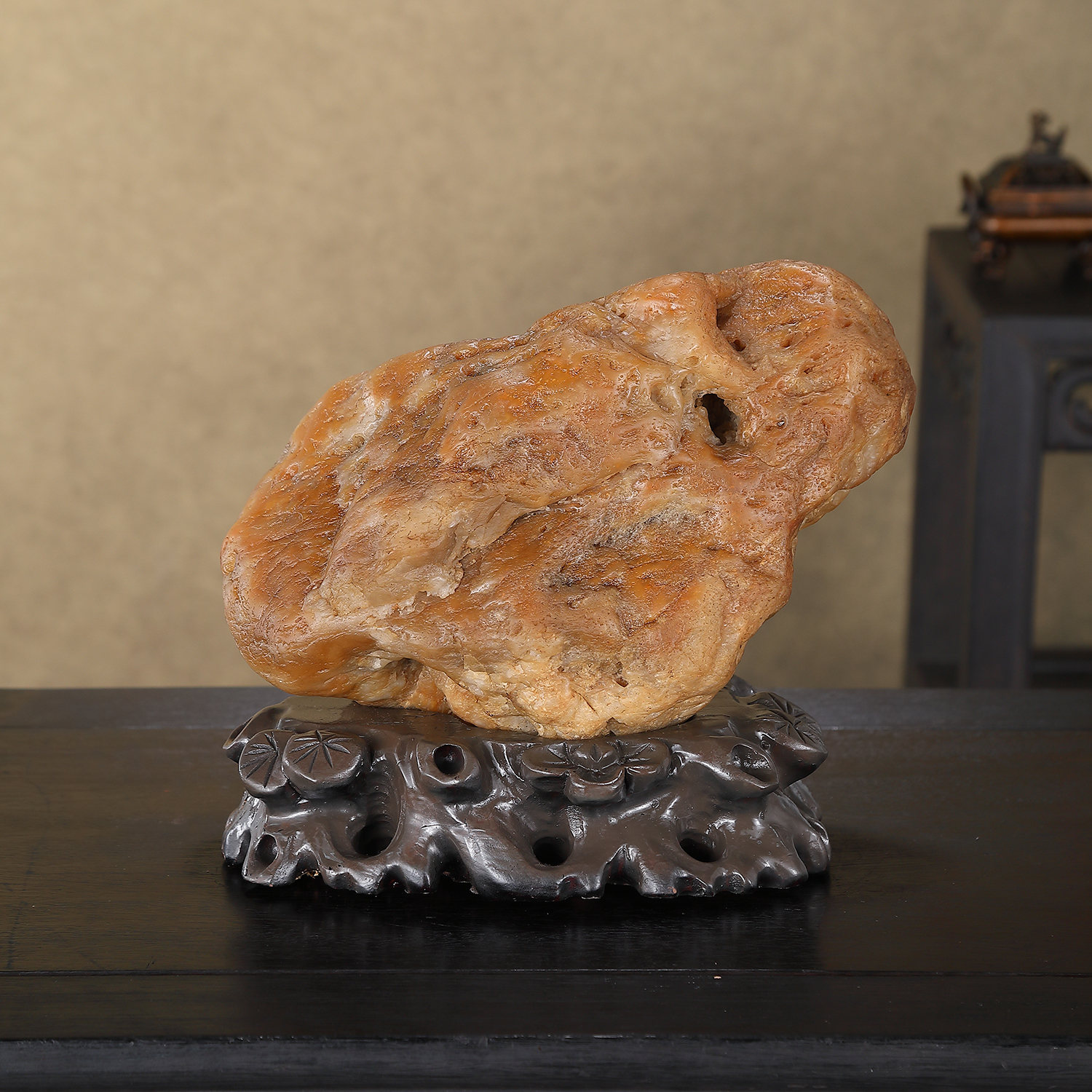 顶爷天然原石奇石【金润无声黄蜡石】收藏摆件 观赏石镇宅靠山石