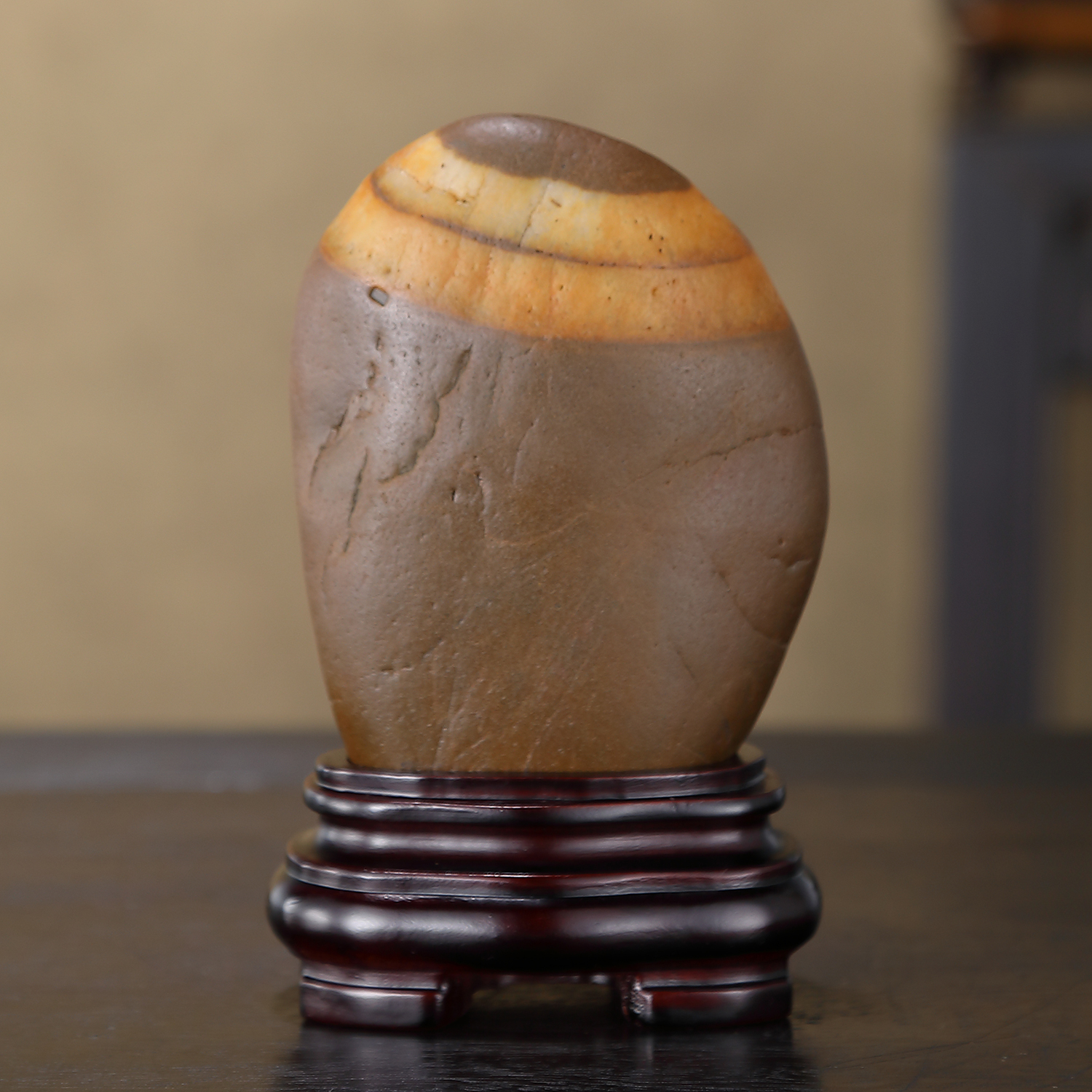 顶爷天然原石奇石【日出金峰大湾石】收藏摆件镇宅靠山石把玩件