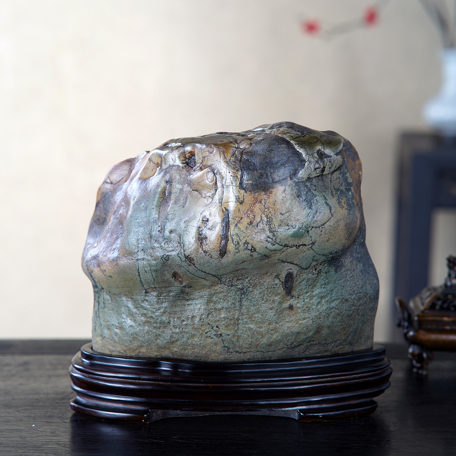 顶爷天然原石奇石【彩韵天工】广西彩陶石收藏摆件观赏镇宅靠山石