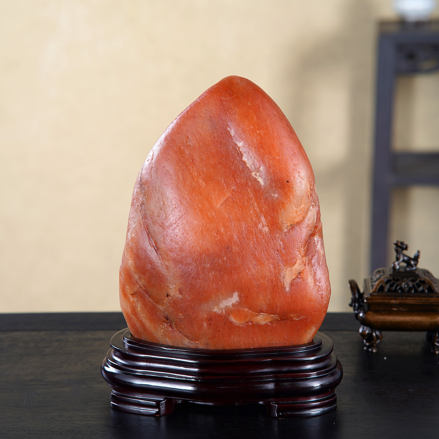 顶爷天然原石奇石【鸿焰初升】金丝玉收藏装饰摆件镇宅红色靠山石