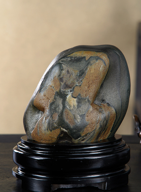 顶爷奇石原石靠山收藏金纹石摆件