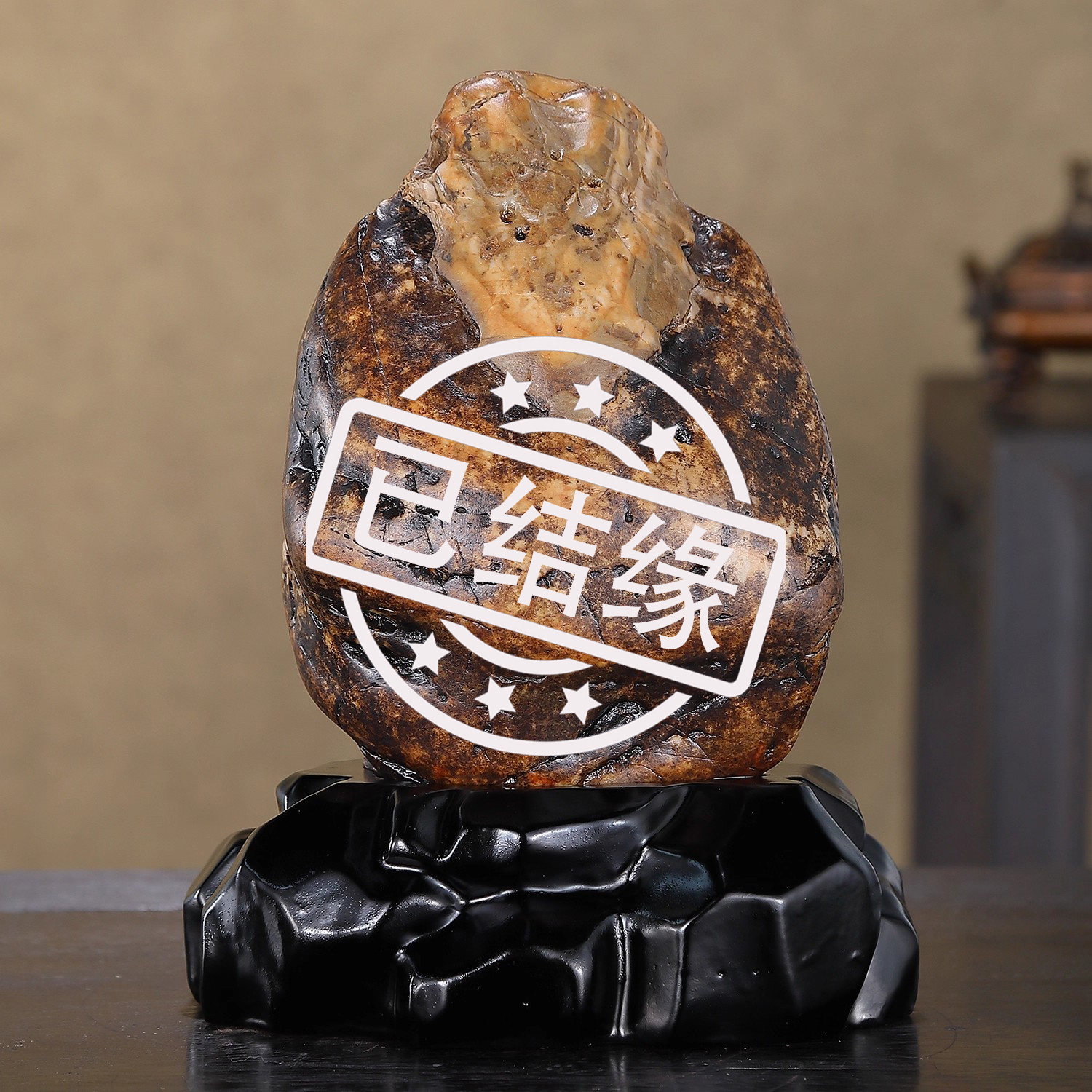 顶爷天然原石奇石【寿星公九龙壁】沙漠漆收藏观赏镇宅靠山石摆件