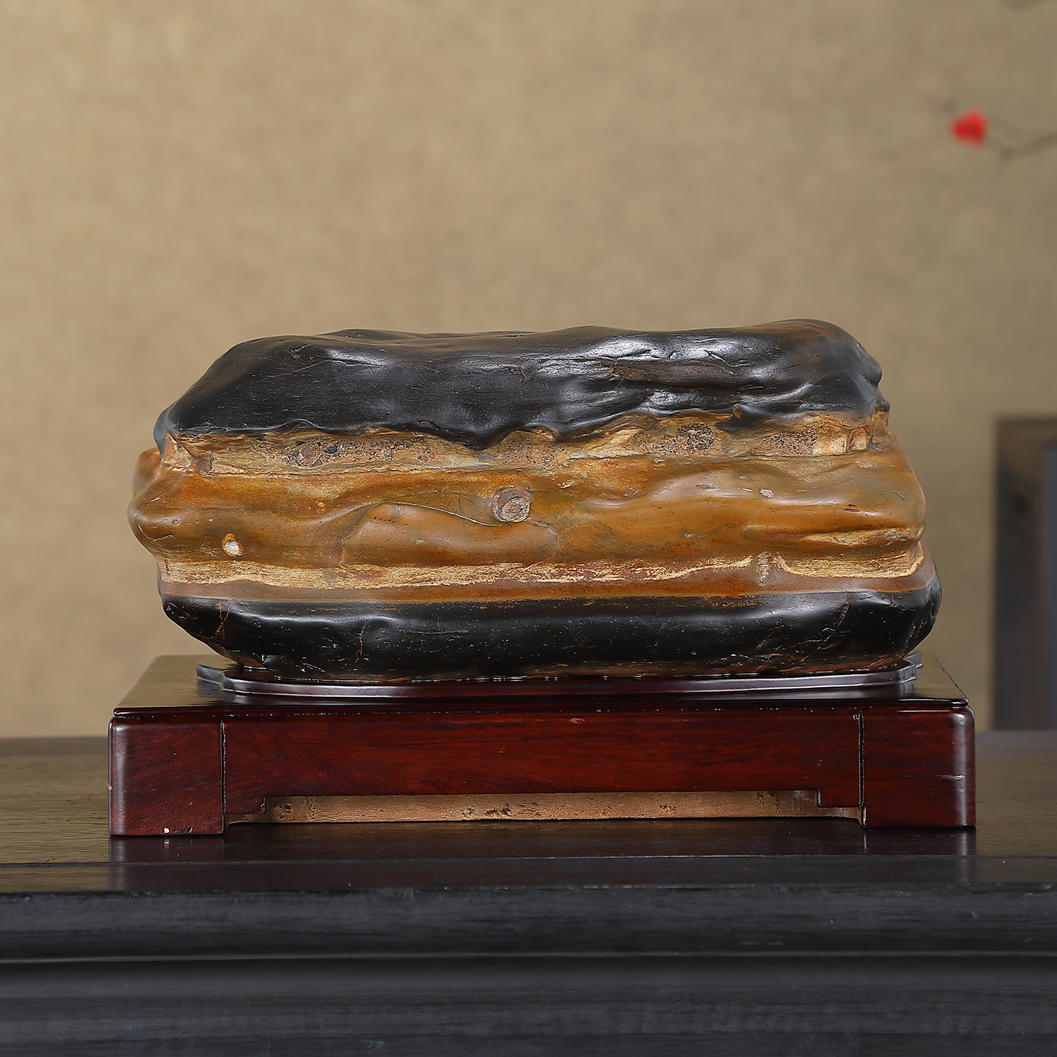 顶爷天然原石奇石【金土交辉彩陶石】收藏装饰摆件镇宅把玩靠山石